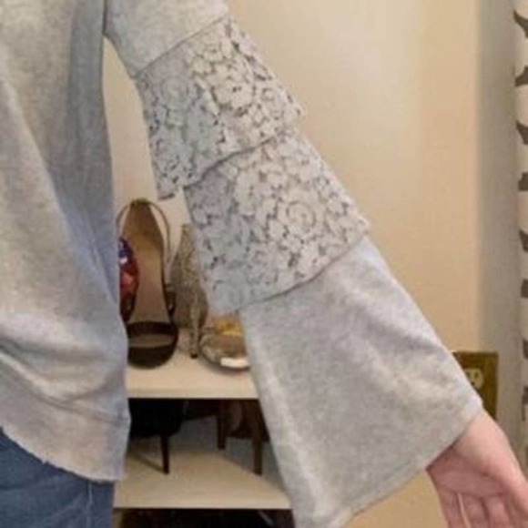 Style & Co Layered Lace Ruffle Sleeve Sweater - Picture 2 of 5